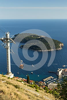 Cable car and Lokrum Island in Dubrovnik