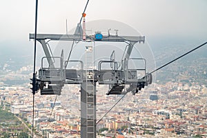 Cable car mast with Alanya city view in the background