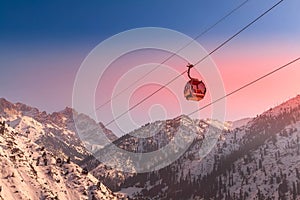 Cable car Medeo to Shymbulak, Almaty, Kazakhstan