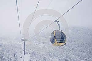 Cable car in mist