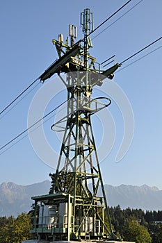 Cable car with mobile telephony station Igls Austria