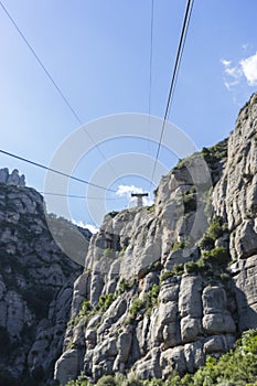 Cable car of the Montserrat Monastery in Barcelona, Catalonia, S