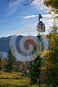 Cable car in the mountain during Fall