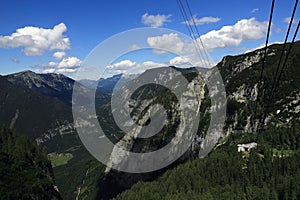 Cable car, the mountain scenery around Bergstation Krippenstein, Salzkammergut, Salzburg, Austria