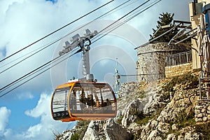Cable car on the mountain Sdr in Dubrovnik photo