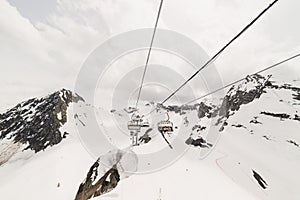 Cable car in the mountains in Sochi