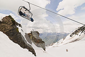 Cable car in the mountains in Sochi