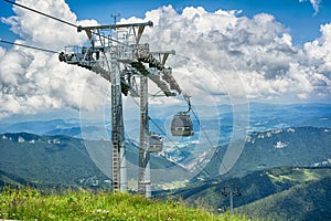 Cable car and mountains