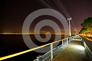 Cable car at night