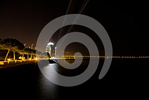 Cable car at night