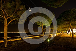 Cable car at night