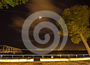 Cable car at night