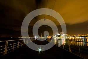 Cable car at night