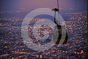 Cable car night view, Overlooking of salta city, argentina