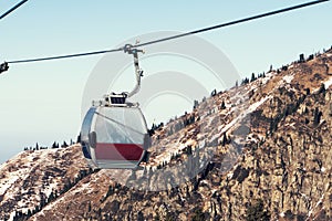 cable car over the mountains in Kazakhstan