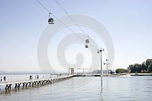 Cable car in Parque das Nacoes, Lisbon, Portugal