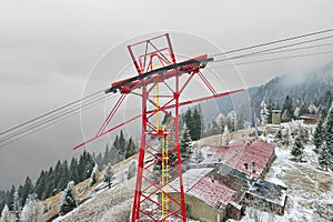 Cable car pole and cables