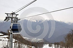 Cable Car railway in ski resort Sochi, Roza Khutor