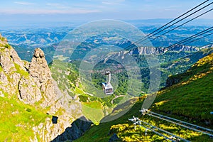 Cable car on ropes, going to the mountain Kasprowy Ver, Poland.