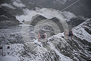 Cable car ropeway Presena in Italy Passo Tonale