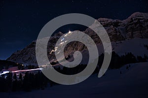 Cable Car Santis at night, long exposure picture with stars in the clear sky