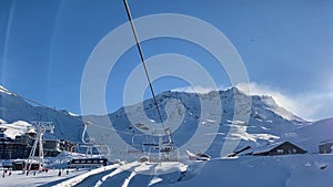 cable car from ski resort Val Thorens