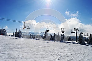 Cable car for skiers