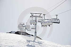 Cable car for sking