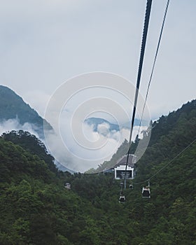 Cable car station on Mingyue Mountain, Jiangxi, China