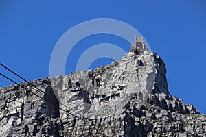 Cable car station on the top of Table mountain in South Africa.