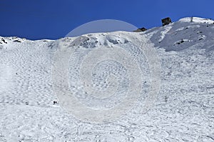 Cable car and steep ski run