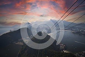 Cable car in Sugar Loaf in Rio de Janeiro Brazil