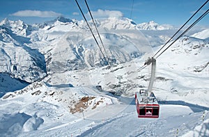 Cable car in the swiss Alps