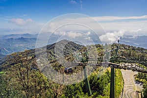 Cable car to famous tourist attraction - European city at the top of the Ba Na Hills, Vietnam