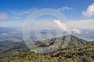 Cable car to famous tourist attraction - European city at the top of the Ba Na Hills, Vietnam