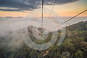 Cable car to famous tourist attraction - European city at the top of the Ba Na Hills, Vietnam