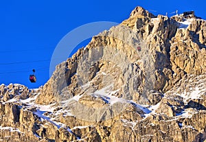 The cable car to Lagazuoi peak, Dolomite Alps