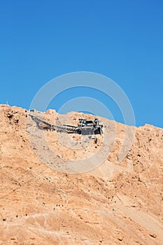Cable Car to Masada -the ancient jewish fortress on Judaean Desert overlooking the Dead Sea Israel