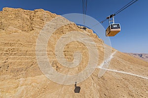 Cable car to the Masada fortress on the edge of the Judean Desert, Israel