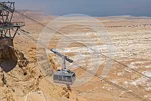 Cable car to the Masada fortress on the edge of the Judean Desert, Israel