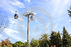 Cable car to Montjuic hill, Barcelona, Spain