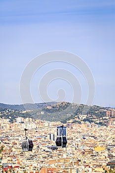 Cable car to Montjuic hill, Barcelona, Spain