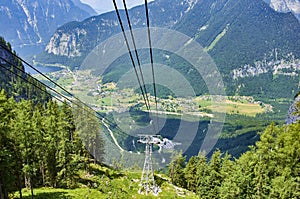 Cable Car to Mountain Dachstein in Salzkammergut region, Austrian Alps. Colorful. Beautiful Mountains landscape