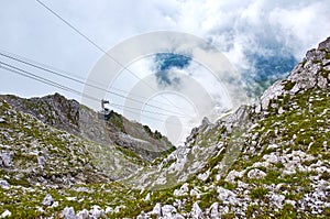 Cable Car to Mountain Hafelekar in Tirol region.