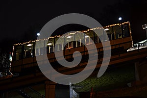 Cable car to Petrin in Prague at night