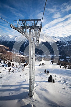 Cable-car tower in alps