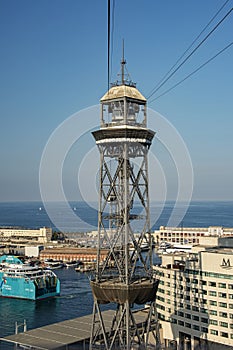 Cable car tower Barcelona Harbour