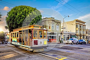 Cable Car Tram in downtown San Francisco in California