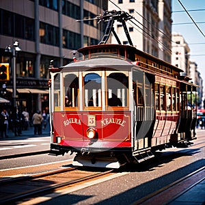 Cable car, tram, tramway, railed public transport for city