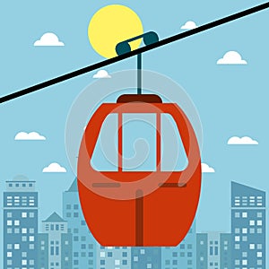 cable car transport city sun